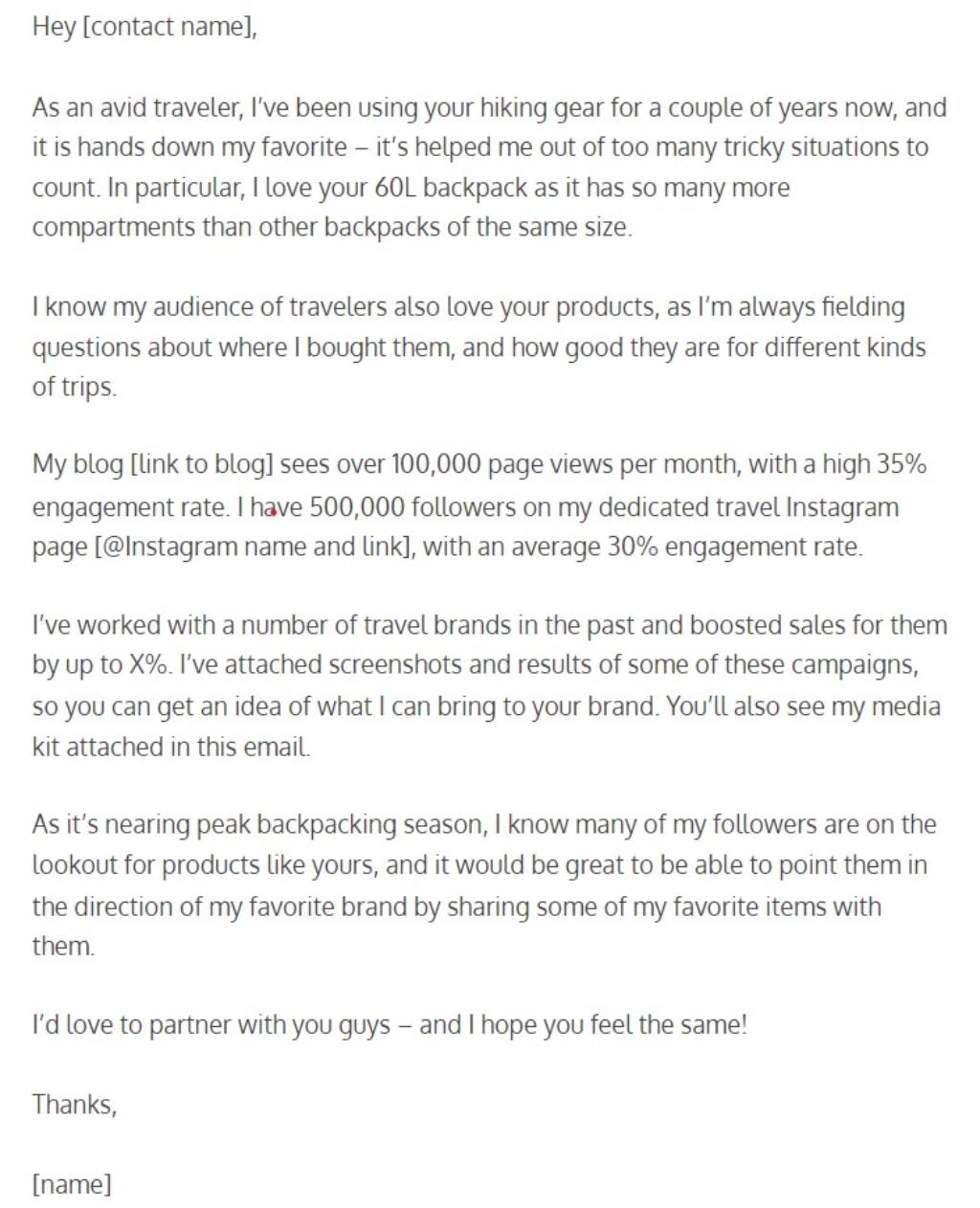 influencer pitch examples
