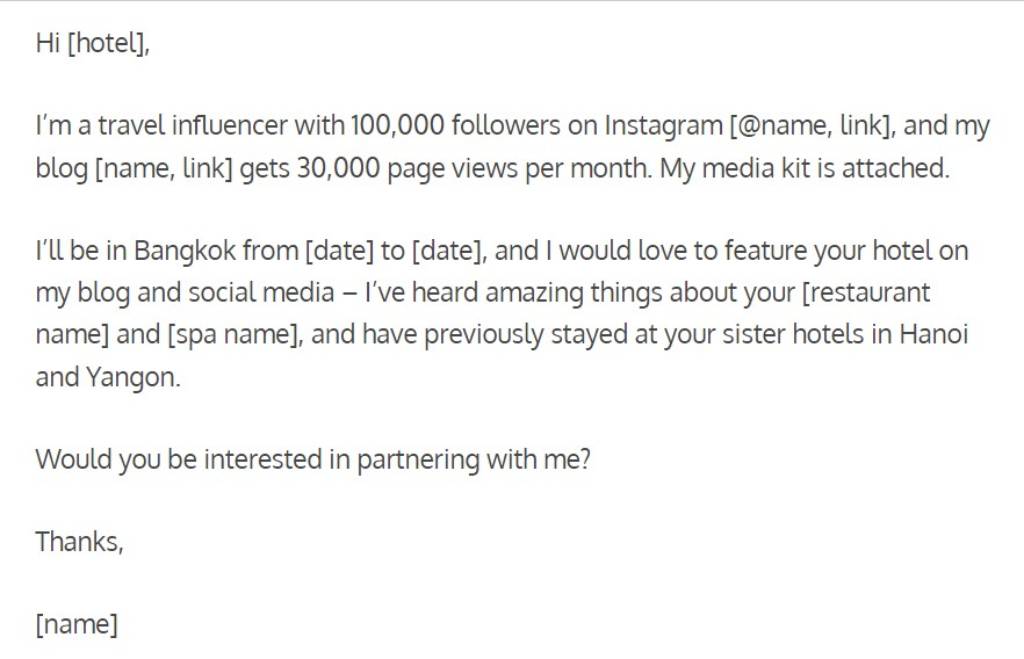 influencer pitch examples